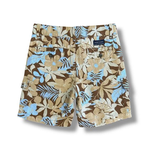 Janie and Jack Boys Shorts 3T Linen Cotton Floral Hawaiian Print Brown Blue NWT - Picture 6 of 11